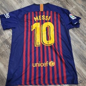 Nike Messi #10 FCB 2 Home Soccer Jersey Rakuten Unicef XL